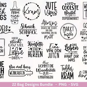 Fichier de traceur de dictons allemands pour sacs - dictons de sac svg - traçage de sac en jute svg - Silhouette Cricut - Un des sacs en jute - cadeau
