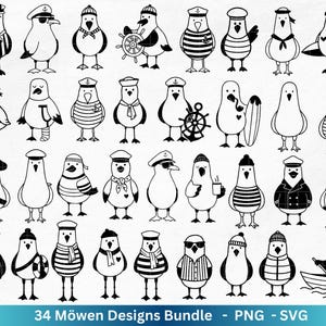 Plotterdatei Möwe - Moin Seemann - Möwe Svg - Maritime Svg - Sommer Plotterdatei - Clip Art Möwe - Seefahrt - Laserdatei Möwe - Urlaub Svg