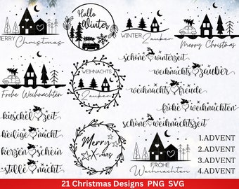 Christmas plotter file svg png - plotter file home - lettering christmas german - silhouette cricut download - christmas present