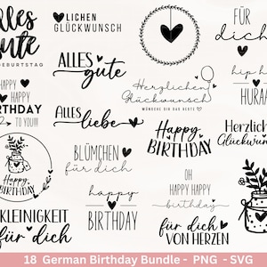 Duitse verjaardagsplotterbestandbundel svg - Duitse verjaardagsspreuken - Verjaardag Cricut Silhouette - Verjaardagsletters - Digistamp