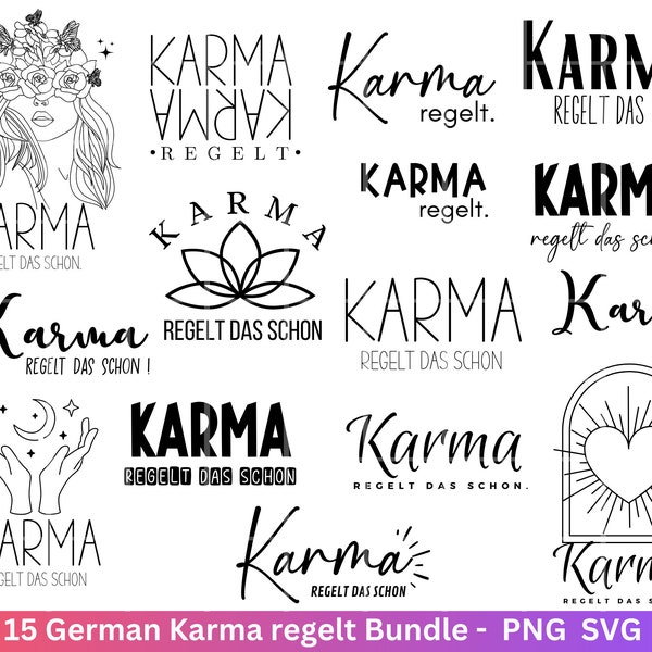 German Karma rules svg png bundle - Karma rules plotter file - German sayings svg - Shirt Design svg - Cricut Silhouette Studio