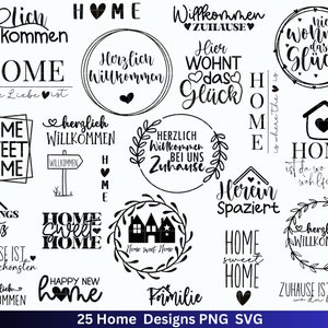 Plotterdatei Home svg -  Zuhause Schriftzug Sprüche svg - Clipart Plotterdatei Deutsch - Cricut Silhouette Studio Plotterdatei - digital