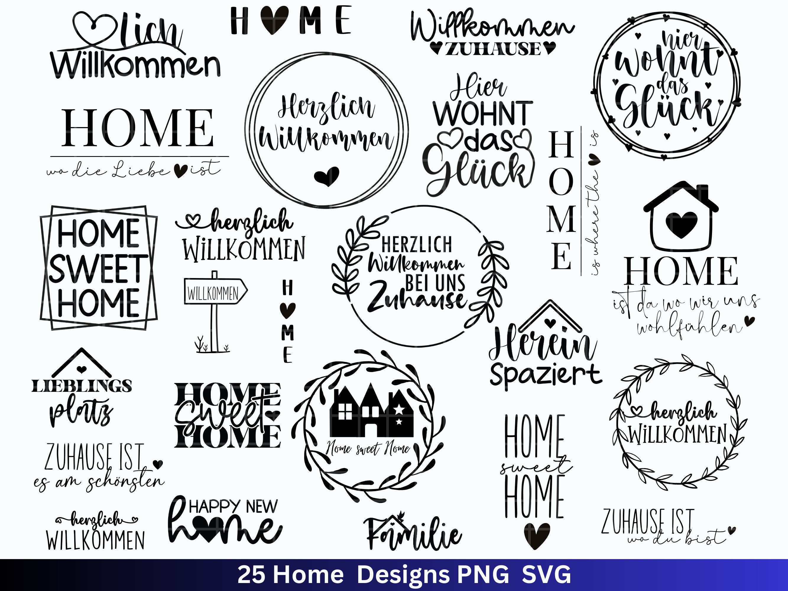 Plotter File Home SVG - Home Lettering Sayings SVG - Clipart Plotter File  German - Cricut Silhouette Studio Plotter File - Digital - Etsy, image size:2666x2000