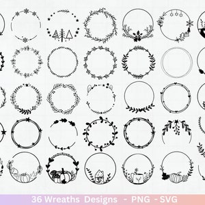 Plotterdatei Blumenkranz - Kränze SVG Bundle - Lorbeerkranz Monogramm - Hochzeitskranz Designs - Cricut Clipart - Weihnachtskranz Laserdatei