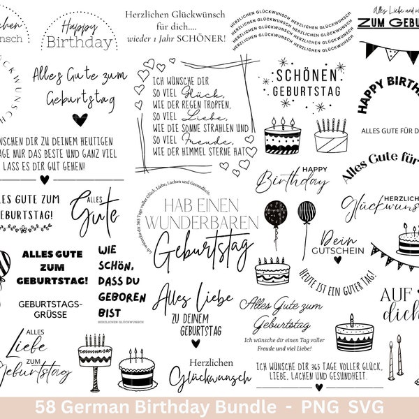 German Geburtstag Plotterdatei Bundle svg - Geburtstagssprüche deutsch - Geburtstag Cricut Silhouette  - Geburtstag Schriftzüge - Digistamp