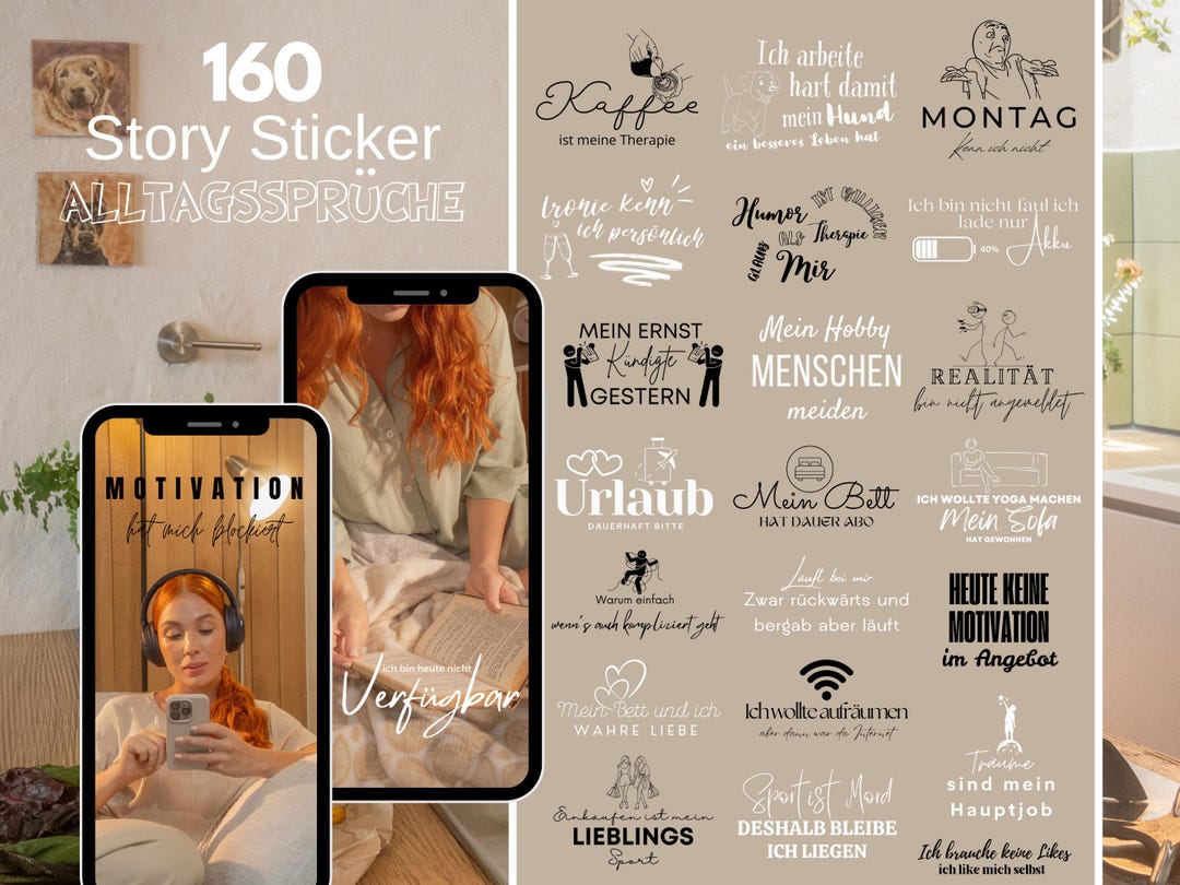 160 Instagram Story Stickers – German | Everyday | Coffee | Humor ...