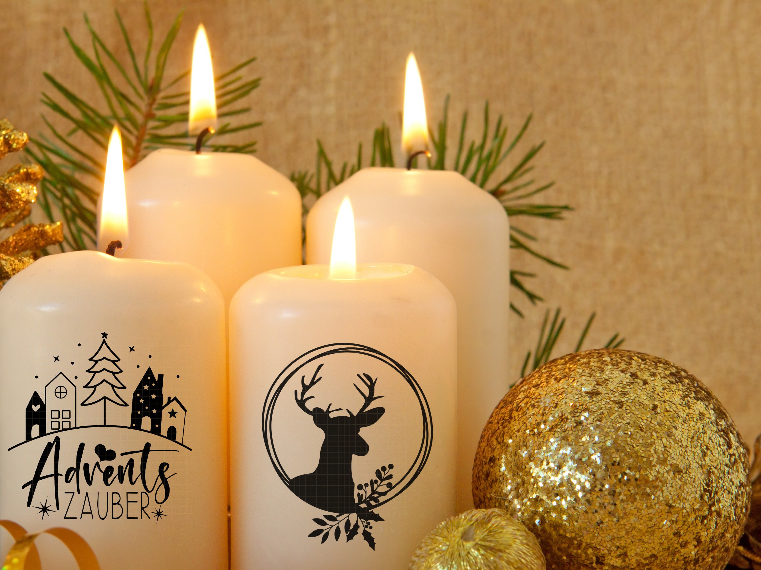 HOWAF Tatuaggi Per Candele Di Natale - 6 Fogli Con Motivi Calendario Avvento E Frasi: Decora Candele E Crea Regali Unici
