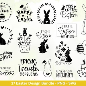 Plotterdatei Ostern - Schriftzüge Ostern - Hase Svg - Ostern Svg - Osterhase Svg - Laserdatei Ostern - Frühling Plotterdatei  - Osterei Svg