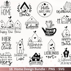 Fichier traceur Home svg - Home lettrage dictons svg - Fichier traceur Clipart allemand - Fichier traceur Cricut Silhouette Studio - numérique