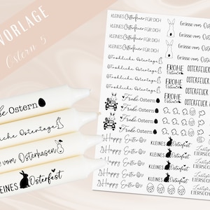 Ostern Kerzen PDF Vorlage - Kerzentattoo Kerzensticker - Frohe Ostern - Osterkerzen Geschenk - Kerzen gestalten Ostern - Geschenk DIY