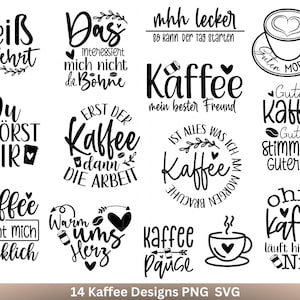Deutsche Plotterdatei Kaffee - Kaffee svg Bundle - Kaffeetasse svg -  Deutsche Sprüche Kaffee - Cricut Silhouette Studio Plotterdatei SVG