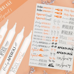 Aperol Kerzen PDF Vorlage - Kerzen Tattoo Vorlage Aperol Spritz  - Kerzen selbst gestalten - Kerzensticker Holy Aperoli - Kerzen Deko