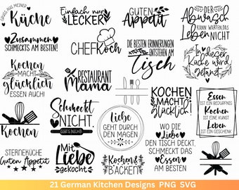 German plotter file kitchen svg - cooking svg bundle - chef svg - German sayings kitchen - Cricut Silhouette Studio plotter file SVG