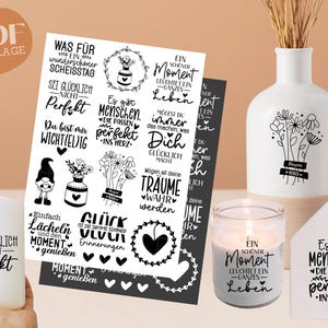 PDF Vorlagen Stumpenkerzen - Rub ons Sticker - Kerzentattoo Herzensmensch Kerzensticker - Raysin Herz Keraflott - Windlicht - Kerzenglas