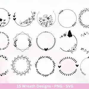 Plotterdatei Blumenkranz - Kränze SVG Bundle - Lorbeerkranz Monogramm - Laserdatei - Osterkranz svg  - Cricut Clipart -  Frühlingskränze