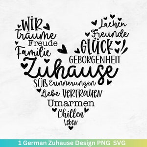 Fichier de traceur allemand bonheur - fichier de traceur comme cœur - coeur svg - dictons allemands svg - cadeaux de fichier de traceur - Cricut Silhouette