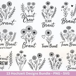 Plotter file Bride SVG Bundle - Wedding Party - Bridesmaid - JGA - Engagement Party - Bride Shirts - Wedding Svg - Flowers Svg - Jga Shirt