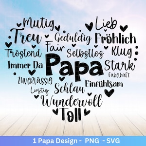 Plotterdatei Papa- Herz Svg - Vatertagsgeschenk - Papa Svg - Deutsche Sprüche Svg - Familie Svg - Laserdatei Papa - Geschenk Papa - Cricut