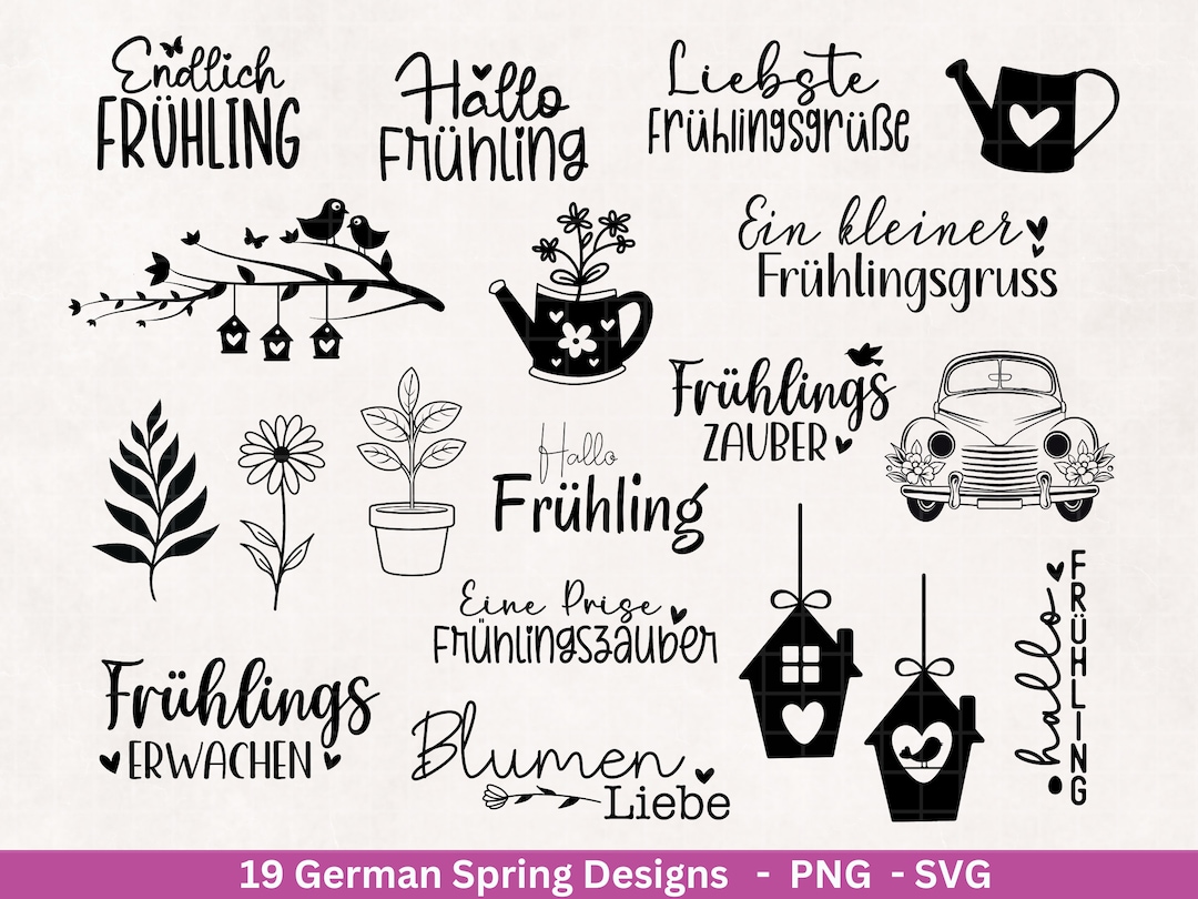 Deutsche Plotterdatei Frühling - Hallo Frühling - Cricut Silhouette ...