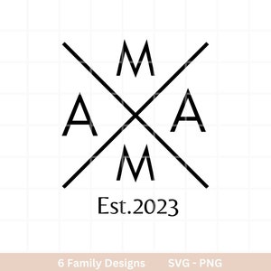 Noms de famille traceur fichier papa svg maman svg Mini svg Cricut Silhouette Studio tenue de famille patron chemise svg initiales png image 2