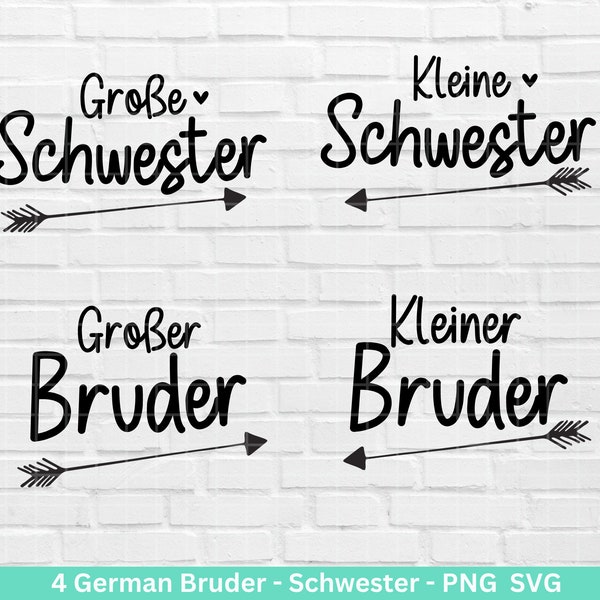 Fichier traceur allemand - grand frère svg - petit frère svg - baby shower cadeau svg - cadeau père - grande soeur svg - naissance