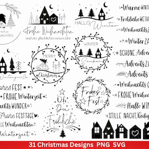 Christmas plotter file svg png - plotter file Advent - lettering Christmas German - Silhouette Cricut Download - Christmas houses