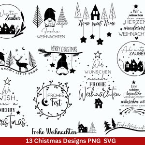 Weihnachten  Plotterdatei Svg Png - Plotterdatei Home - Schriftzüge Weihnachten deutsch - Silhouette Cricut Download - Weihnachtshäuser