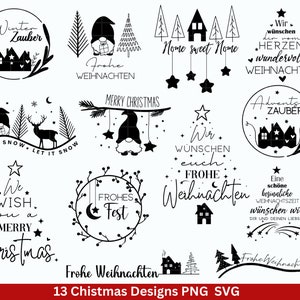 Christmas plotter file svg png - plotter file home - lettering christmas german - silhouette cricut download - christmas houses