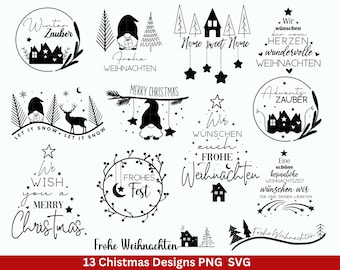 Christmas Plotter File Svg Png - Plotter File Home - German Christmas Lettering - Silhouette Cricut Download - Christmas Houses