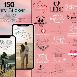 150 Instagram Story Stickers Love – Daily Quotes Insta Stories – Basic – Valentine’s Day – Everyday – Relationship – Daily – Digital Stickers Love