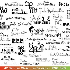 Feliz Natal Plotter File Svg Png - Plotter File Natal - Lettering Natal Alemão - Silhouette Cricut Download - Ho Ho Ho