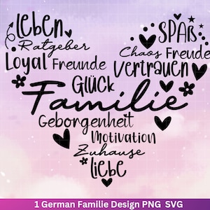 Duitse plotterbestand familie - plotterbestand hart SVG - familie SVG - Duitse gezegden SVG - plotterbestand cadeau - Cricut - hartontwerp