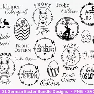 German Easter Plotter File Bundle svg - Easter Designs German - Easter Cricut Silhouette - Easter Lettering - Digistamp Happy Easter