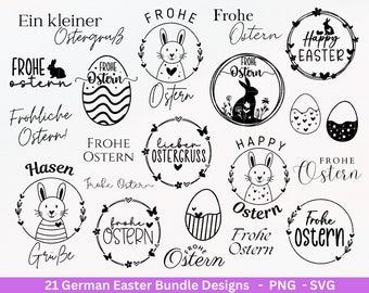 German Easter plotter file bundle SVG - Easter designs in German - Easter Cricut Silhouette - Easter lettering - Digistamp Happy Easter
