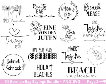 German Sprüche für Beutel Plotterdatei - Taschensprüche Bundle svg -  Jutetasche plotten svg - Cricut Silhouette Studio - Eine von den Juten