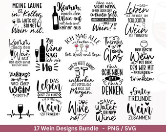 Deutsche Plotterdatei  Wein Sprüche Bundle - Wein svg -  Wein Sprüche Svg - Cricut Silhouette Studio Plotterdatei - Alcohol svg  Untersetzer