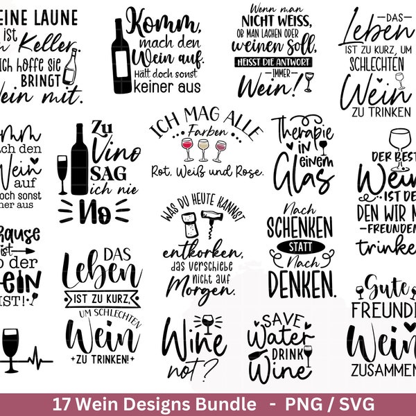 Deutsche Plotterdatei  Wein Sprüche Bundle - Wein svg -  Wein Sprüche Svg - Cricut Silhouette Studio Plotterdatei - Alcohol svg  Untersetzer