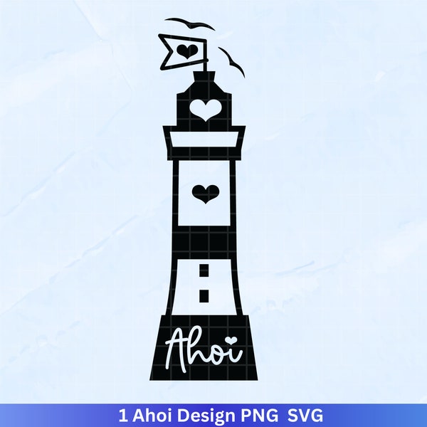 German Ahoi plotter file - Maritime svg - Nautical Clipart - Lighthouse svg - Seagulls svg - Welcome to the North svg - Moin - Cricut Silhouette