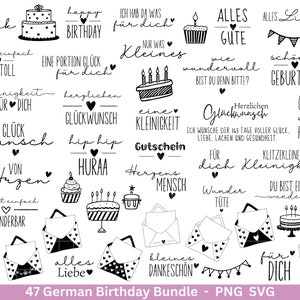 Fichier de traceur d’anniversaire allemand SVG - Dictons d’anniversaire allemand - Anniversaire Cricut Silhouette - Lettrage d’anniversaire - Digistamp