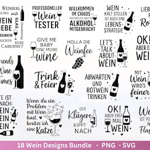 Duitse plotterbestand wijnspreuken bundel - wijn svg - wijnspreuken svg - Cricut svg - wijn uur - alcohol svg - onderzettersspreuken