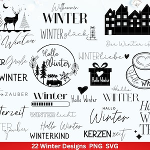 Weihnachten Plotterdatei Svg Png - Plotterdatei Hallo Winter - Schriftzüge Weihnachten deutsch - Silhouette Cricut Download - Weihnachten