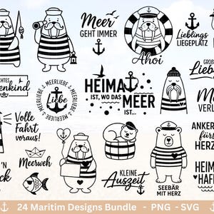 Fichier traceur Maritime Bundle – Mer & Côte – Moin, ancre, mouettes, dictons – Fichier traceur allemand enfant côtier – cadeau maritime – fichier laser