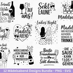 Plotterdatei Freundschaft - Party svg - Mädelsabend Svg - Sprüche Svg Girls Night - Geschenk Freundin - Sekt Svg - Untersetzer - Geburtstag