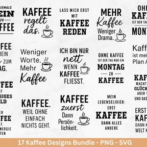 Fichier traceur allemand café - bundle svg café - tasse à café svg - dictons allemands café - fichier laser café - Cricut svg - sous-verre