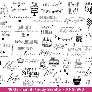 Duitse verjaardagsplotterbestandbundel svg - Duitse verjaardagsspreuken - Verjaardag Cricut Silhouette - Verjaardagsletters - Digistamp
