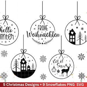 File plotter di Natale in formato SVG PNG - file plotter Hello Winter - scritte Natale in tedesco - Silhouette Cricut Download - Clipart