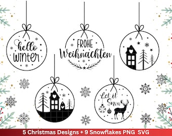 Christmas plotter file svg png - plotter file Hello Winter - lettering Christmas in German - Silhouette Cricut Download - Clipart