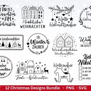File plotter di Natale - Buon Natale in formato SVG - Lettere di Natale in tedesco - Cricut in formato SVG - Natale in formato SVG - File laser di Natale