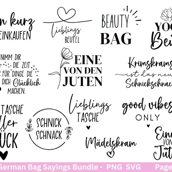 German Sprüche für Beutel Plotterdatei - Taschensprüche Bundle svg -  Jutetasche plotten svg - Cricut Silhouette Studio - Eine von den Juten