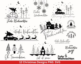 Christmas plotter file svg png - plotter file home - lettering christmas german - silhouette cricut download - christmas present